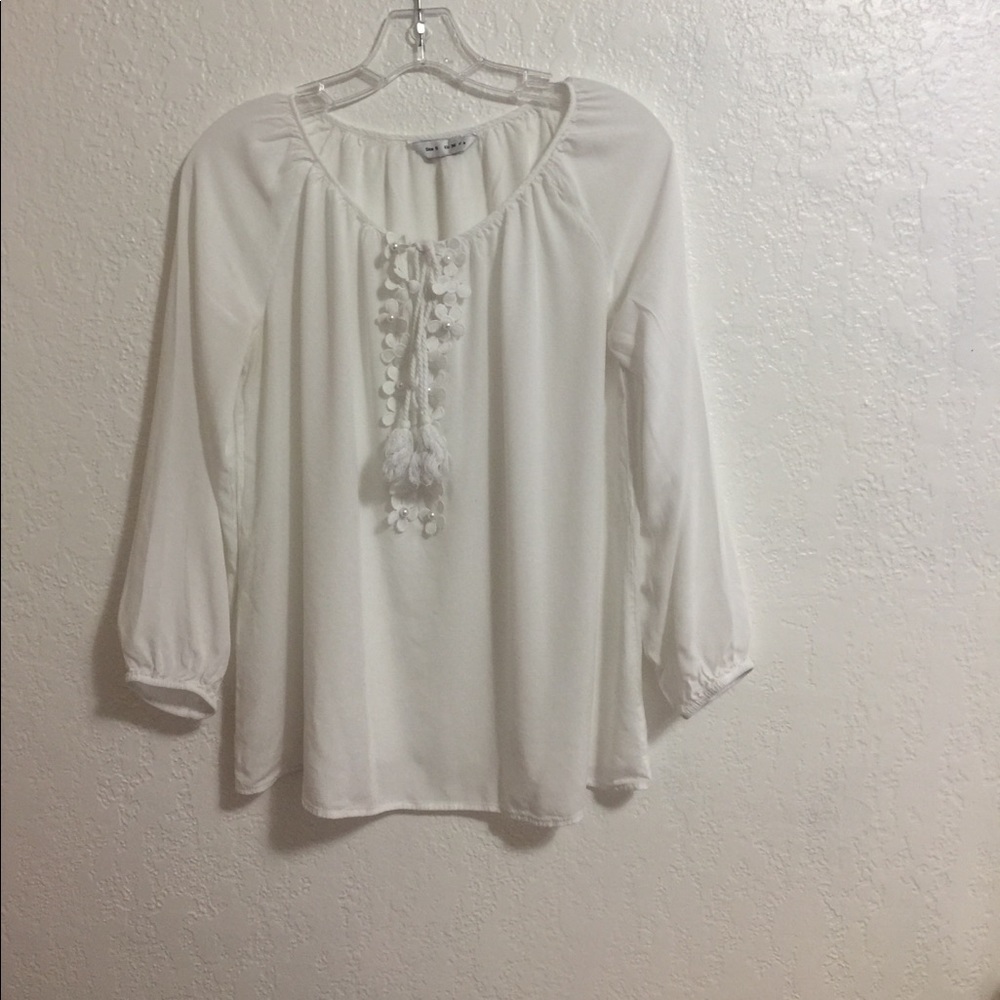 White Cute Bohemian Blouse. Size S